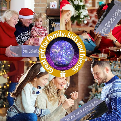 Solar Globe Lights Outdoor Waterproof-Solar Balls for Garden-Cracked Glass Ball Solar Lights Outdoor-Solar Orbs for Outside-Outdoor Decorations for Patio and Yard Lawn Backyard Decor