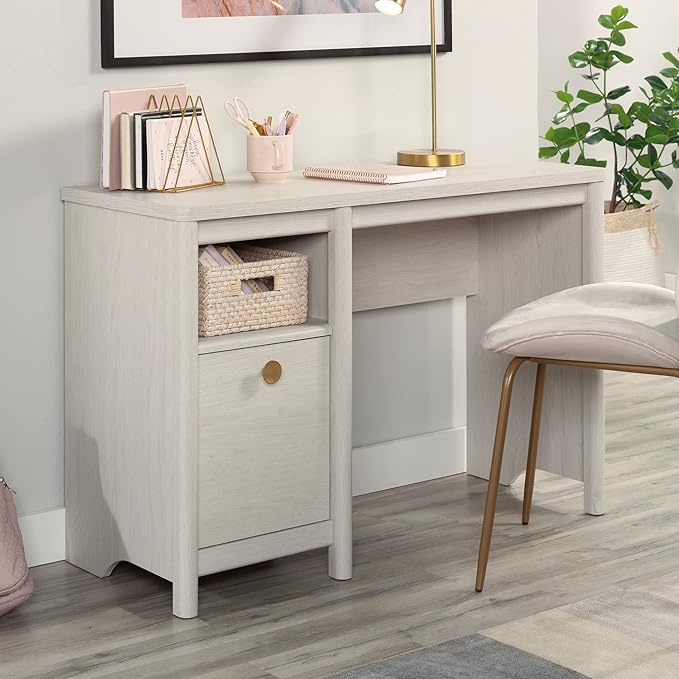 Sauder Dover Edge Home Office Desk, L: 43.15" x W: 17.24" x H: 29.09", Glacier Oak