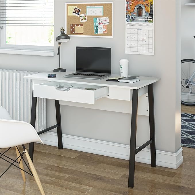 Ameriwood Home Oxford Computer Desk with Drawer, White/Black