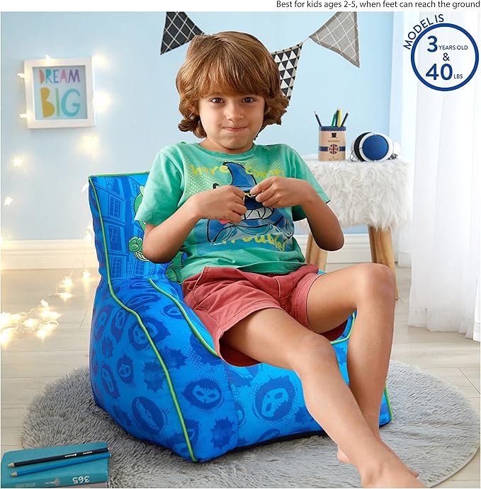 Idea Nuova PJ Mask Toddler Nylon Bean Bag Chair with Piping & Top Carry Handle, NK570401, Medium