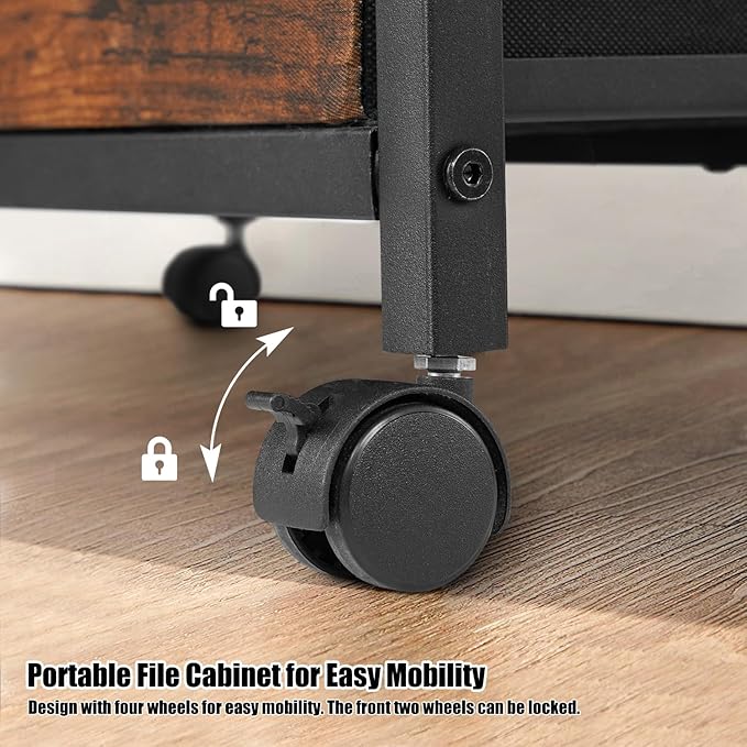 TOPSKY 4 Drawers Mobile Fabric Lateral File Cabinet with Casters for Letter SIze File (Rustic Brown)