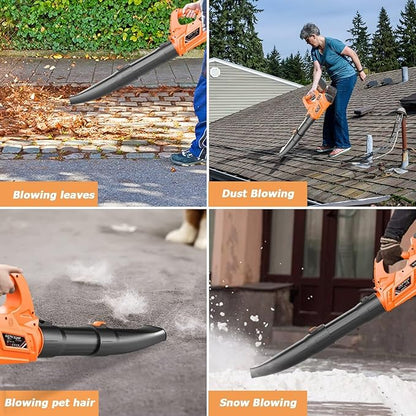 Leaf Blower - 320CFM 180MPH 21V Leaf Blower Cordless with 2 X 5.0 Ah Battery & Charger, Electric Leaf Blower Battery Powered Leaf Blower Lightweight for Snow Blowing & Lawn Care Yard Cleaning
