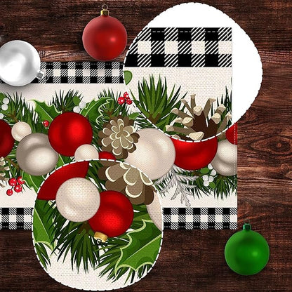 Nepnuser Black and White Gingham Christmas Table Runner 108 Inches Long Buffalo Check Plaid Xmas Decoration Holiday Home Kitchen Decor