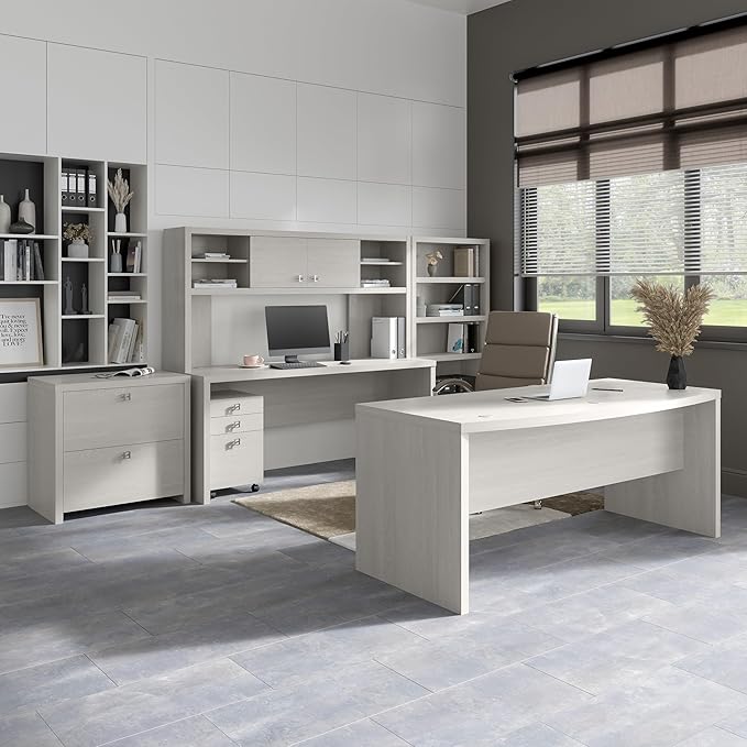 Bush Business Furniture Echo L Shaped Computer Desk, 72W, Gray Sand