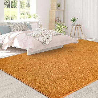 Area Rugs for Bedroom Living Room, 6x9 Orange Super Soft Comfy Thickened Memory-Foam Indoor Carpets, Modern Aesthetic Minimalist Carpet for Boys Girls Adults Apartment Nursery Home Décor