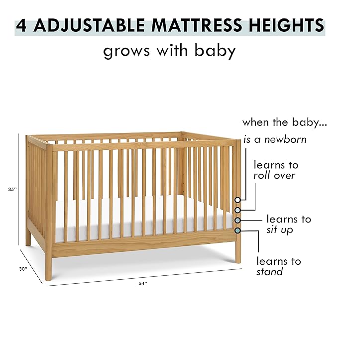 DaVinci Birdie 3-in-1 Convertible Crib, Honey, Easy Assemble, Greenguard Gold Certified