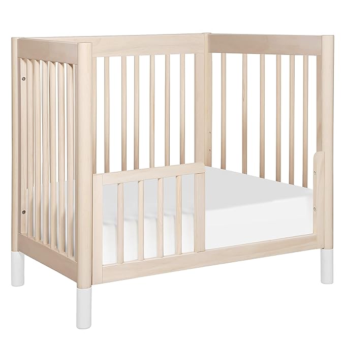 Babyletto Gelato 4-in-1 Convertible Mini Crib in Washed Natural and White, Greenguard Gold Certified