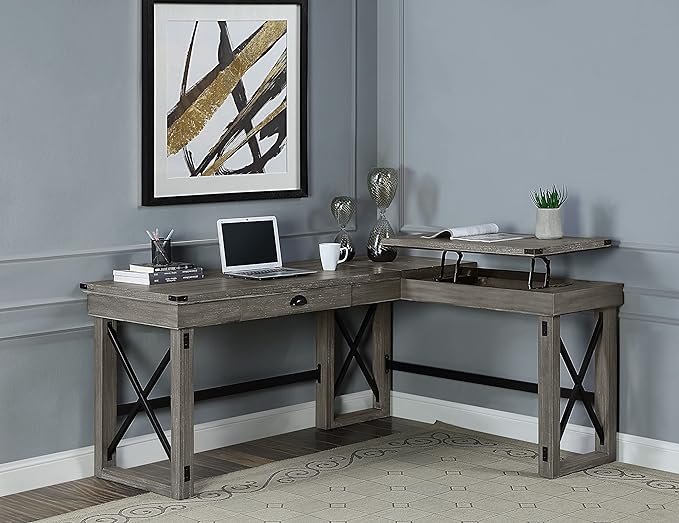 NicBex Laik-DW-00060-DX Desks, 67" W x 55" D x 30" H, Gray