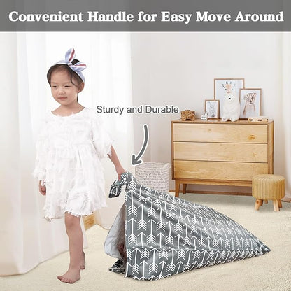 Jorbest Stuffed Animal Storage Bean Bag Chair for Kids and Adults, Bean Bag Stuffed Animal Storage, Stuffed Animal Bean Bag Velvet Stuffie Seat - Cover ONLY (Grey with White Arrows 200L/52 Gal)