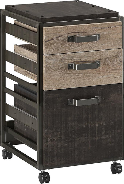 Bush Furniture Refinery 3 Drawer Mobile File Cabinet, Rustic Gray (RFF116RG-03)