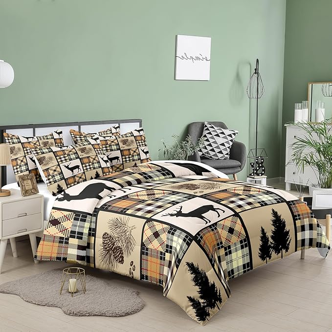 NINENINE Deer Bedding Set Camo American Flag Comforter Set Twin Bedding Set for Boys Hunting Bedding Set for Kids,Teen Camouflage Bedding Sets with 1 Comforter 1Pillowcase