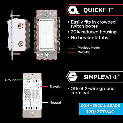 GE Enbrighten Add-On Switch QuickFit and SimpleWire, In-Wall Paddle, Z-Wave ZigBee Wireless Smart Lighting Controls, Latest Version, NOT A STANDALONE Switch, 46199