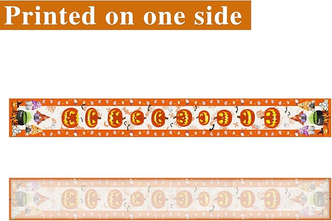 Halloween Table Runner, Halloween Table Runner 108 Inches Long, Halloween Gnomes Pumpkins Runners for Table, Black Cat Trick or Treat Decor Extra Long Burlap Runner Rug for Decorations Dining Room