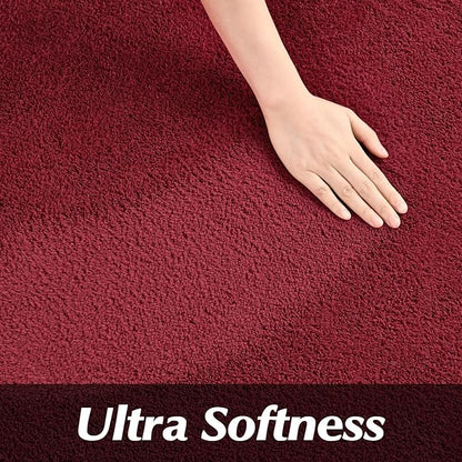 Round Area Rugs for Bedroom Living Room, 5x5 Rose Red Super Soft Comfy Thickened Memory-Foam Indoor Circle Carpets, Modern Aesthetic Minimalist Carpet for Boys Girls Adults Nursery Home Décor