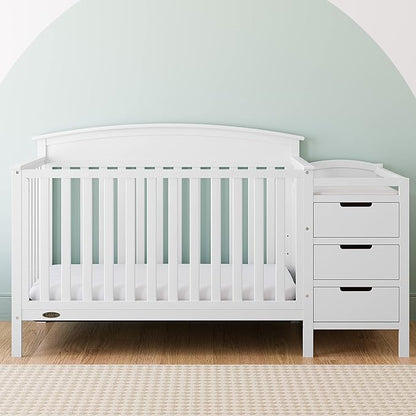 Graco Benton 4-in-1 Convertible Crib and Changer (White) – Crib and Changing Table Combo, Includes Water-Resistant Changing Pad, 3 Drawers, Converts to Toddler Bed, Daybed and Full-Size Bed