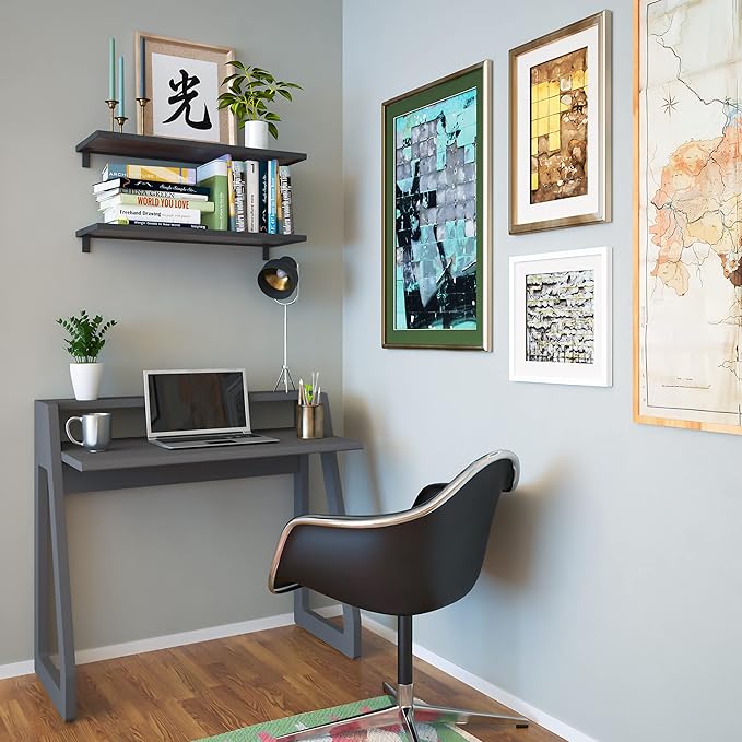 Computer Desk for Bedroom, Office & Small Spaces - Writing Desk Ideal for Students, Kids, Adults - Modern Design Compact Desk with Display Shelf
