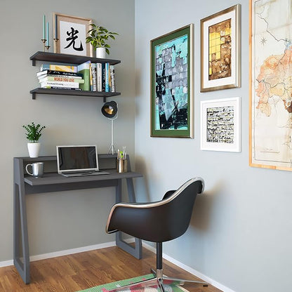 Computer Desk for Bedroom, Office & Small Spaces - Writing Desk Ideal for Students, Kids, Adults - Modern Design Compact Desk with Display Shelf