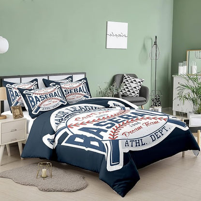 Bodhi Kids Comforter Set Queen,Sports Boys Comforter Set,Baseball Comforter Set Queen,Boys Baseball Bedding Set for Kids,Teen Boy Comforter Bedding Set Queen with Pillowcases