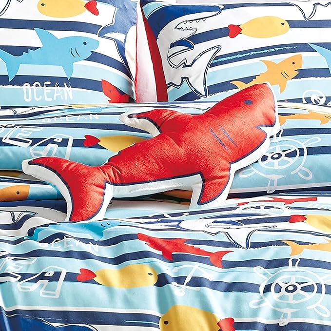 for Kids Ocean Life 4-Piece Comforter Set - Beautiful Motif Design Bedding Set with Embrodery Print