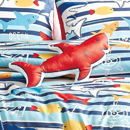 for Kids Ocean Life 4-Piece Comforter Set - Beautiful Motif Design Bedding Set with Embrodery Print