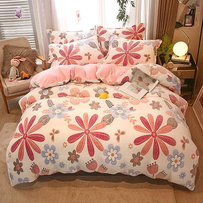 MorroMorn Pink Duvet Cover Queen, Floral Bedding Sets, Comforter Covers Set, Down Alternative Blanket Ultra Soft Kawaii Cute Blooming Flowers for Girls Kids Teen Women Full Double Size