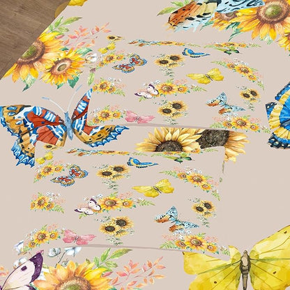 Tailor Shop Sunflower Comforter Sets King Size,Sunflower Bedding Sets for Teens Kids Butterflies Comforter Sets,Butterfly Bedding Sets Vintage Yellow Flowers Bedding Sets with 2 Pillowcases