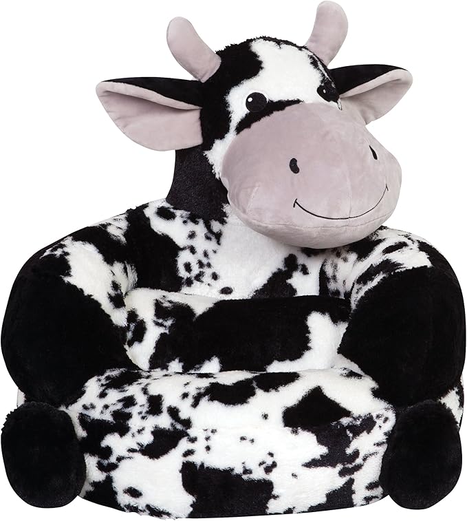 Trend Lab Cow Toddler Chair Plush Character Kids Chair Comfy Furniture Pillow Chair for Boys and Girls, 21 x 19 x 19 inches