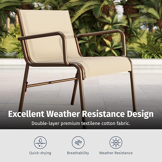 EAST OAK Outdoor Conversation Waterproof patio furniture set, 4-Pieces, Beige