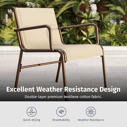 EAST OAK Outdoor Conversation Waterproof patio furniture set, 4-Pieces, Beige
