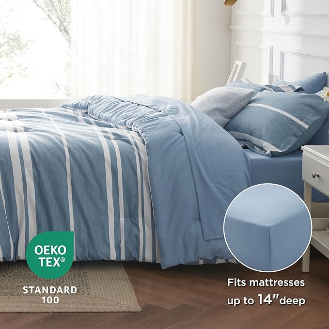 Bedsure King Size Comforter Set - Bedding Set King 7 Pieces, Bed in a Bag Bed Set with Comforter, Sheets, Pillowcases & Shams