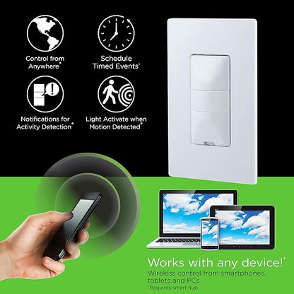 Enbrighten Z-Wave Smart Motion Sensor Light Indoor, On/Off, Vacancy/Occupancy Sensor, Includes White & Almond, Zwave Hub Required, Works with SmartThings, Wink, & Alexa, Smart Light Switch, 26931