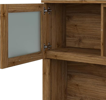Bush Furniture Somerset Desk Hutch, Attachment with Shelves and Cabinets for Home Office, 72W, Fresh Walnut
