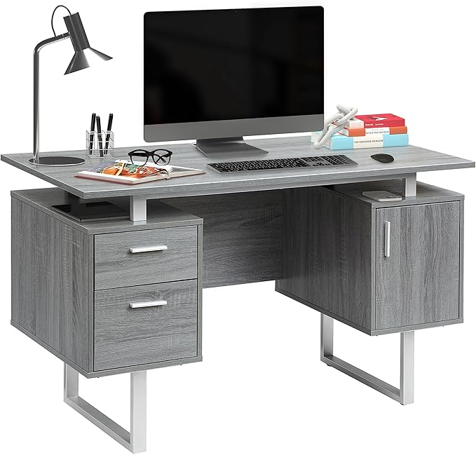 NicBex Laik-DW-00042-DX Desks, 51.25" W x 23.25" D x 29.75" H, Gray