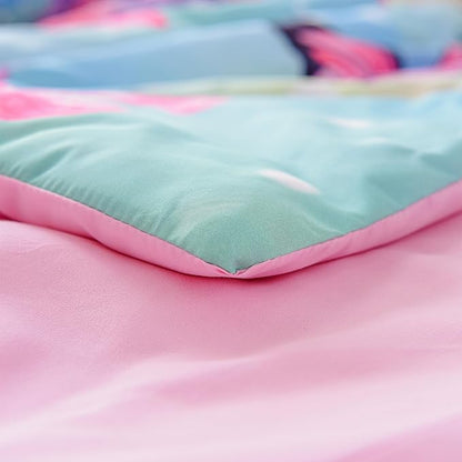 Btargot 3 Piece Butterfly Pattern Girls Comforter Set with 2 Pillow Covers, Gradient Line Rainbow Printed Bedding Set for Women, Queen Multi Color