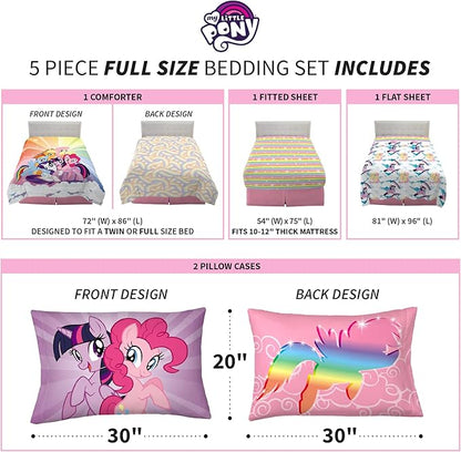 Franco Kids Bedding Super Soft Microfiber Comforter and Sheet Set, 5 Piece Full Size, My Little Pony