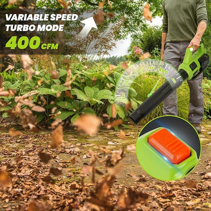 HARDELL Cordless Leaf Blower, 20V Electric Leaf Blower with 4.0Ah Battery and Charger, 280MPH/400CFM High Speed Leaf Blowers for Lawn Care, Blowing Leaves, Dust and Snow