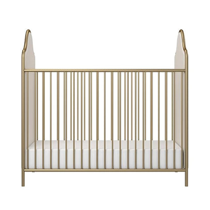 Little Seeds Piper Upholstered Metal Crib, Gold