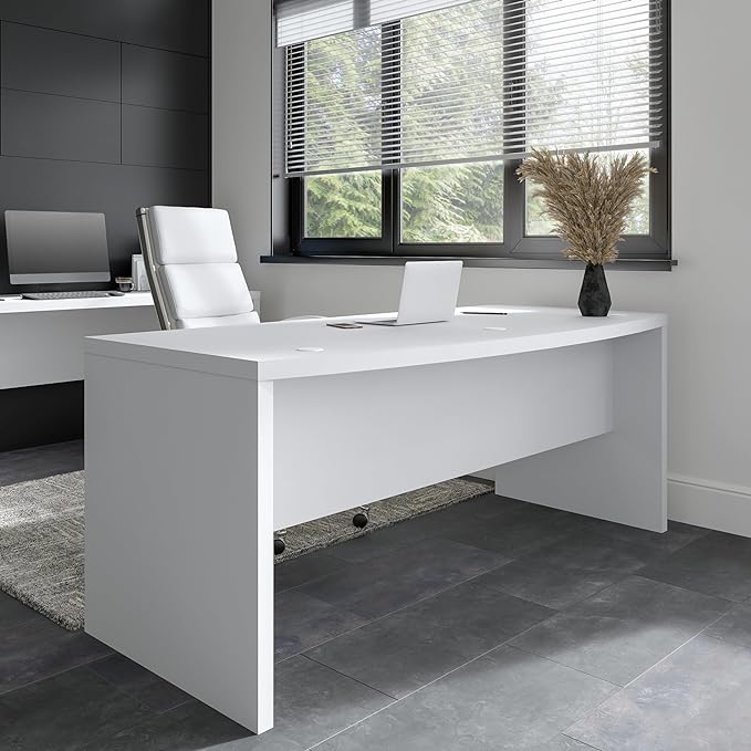 Bush Business Furniture Echo Bow Front Desk, 72W, Pure White