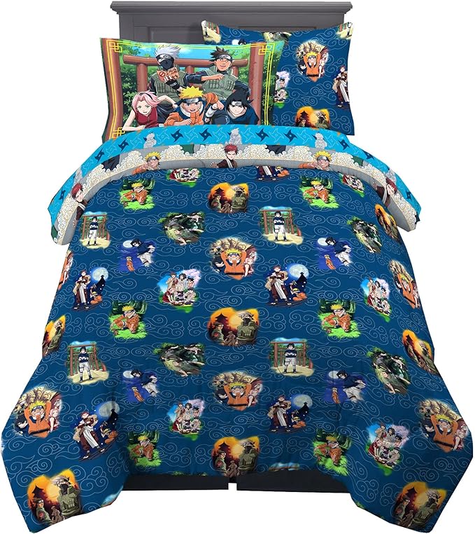 Naruto Anime Bedding Super Soft Comforter And Sheet Set With Sham, 5 Piece Twin Size, By Franco