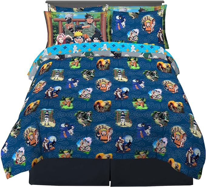 Naruto Anime Bedding Super Soft Comforter and Sheet Set with Sham, 7 Piece Full Size, By Franco