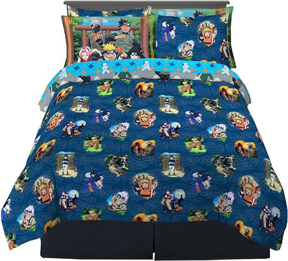 Naruto Anime Bedding Super Soft Comforter and Sheet Set with Sham, 7 Piece Full Size, By Franco
