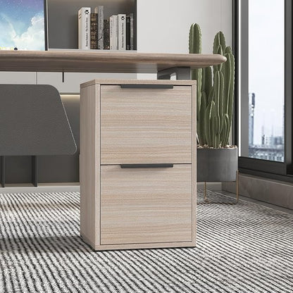 2 Drawer Wood File Cabinet,Vertical Wooden Storage Filing Cabinet for A4 or Letter Size,Under Desk Storage Cabinet for Home Office,Beige