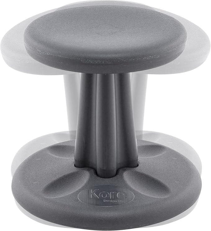 Kore Kids Preschool Wobble Chair - Flexible Seating Stool for Classroom, Preschool, Kindergarten & Elementary School - Age 4-5 yrs, Grey (12in)