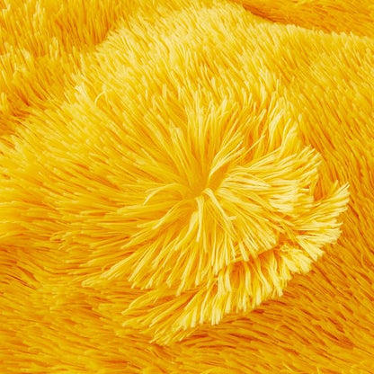 FOPPA Yellow Plush Fluffy Comforter Cover Set Queen - Ultra Soft Faux Fur Yellow Bedding Sets 3 Pieces (1 Shaggy Duvet Cover + 2 Pillow case) Fuzzy Bed Set (Yellow, Queen)
