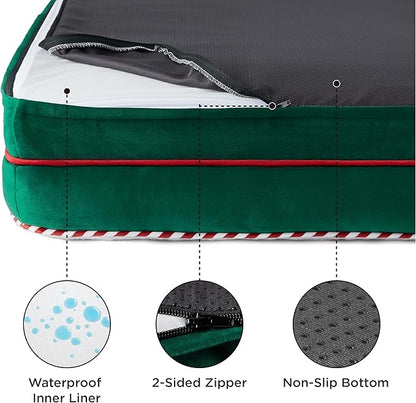 Bedsure Orthopedic Dog Bed for Large Dogs - Big Washable Dog Sofa Beds Large, Supportive Foam Pet Couch Bed with Removable Washable Cover, Waterproof Lining and Nonskid Bottom, Green