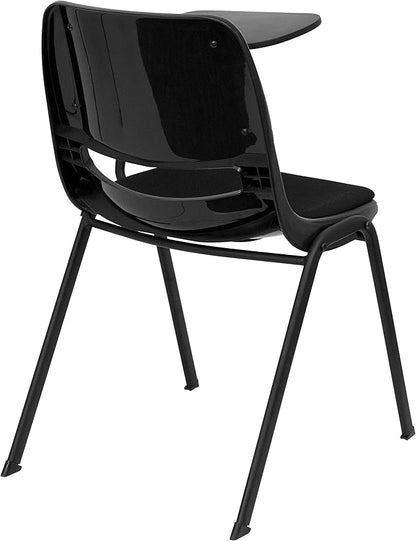 Flash Furniture HERCULES 5 Pack Black Padded Ergonomic Shell Chair with Left Handed Flip-Up Tablet Arm