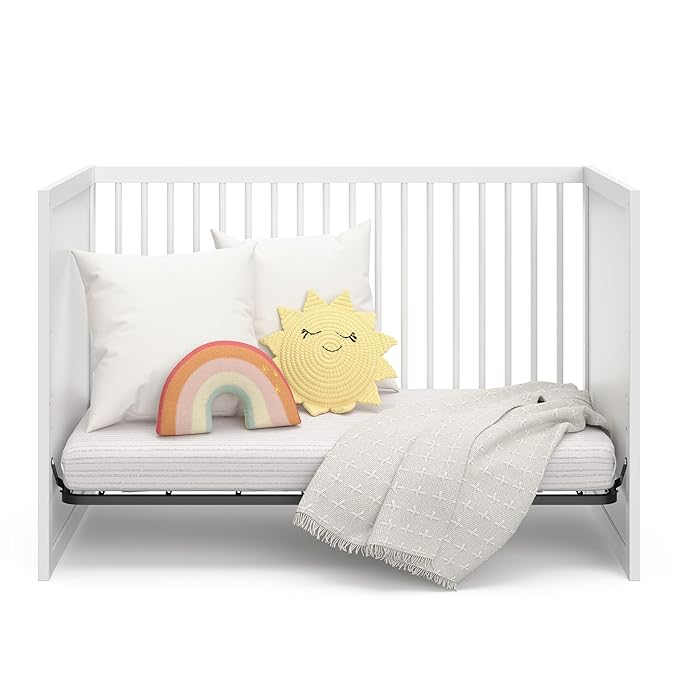 Storkcraft Calabasas 3-in-1 Convertible Crib (White) – GREENGUARD Gold Certified, Fits Standard Crib Mattress, Converts to Toddler Bed, Modern Style, Easy 30-Minute Assembly