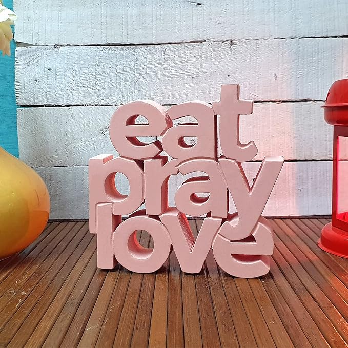 NUKKAD TALES Eat Pray Love Peach Aesthetic Table Decor – Perfect for Home or Office Desk, Shelf, Birthdays, Corporate Gifts, and Inspirational Wall Decor