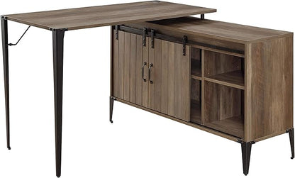 NicBex Laik-DW-00068-DX Desks, 48" W x 48" D x 31" H, Rustic Oak+Black