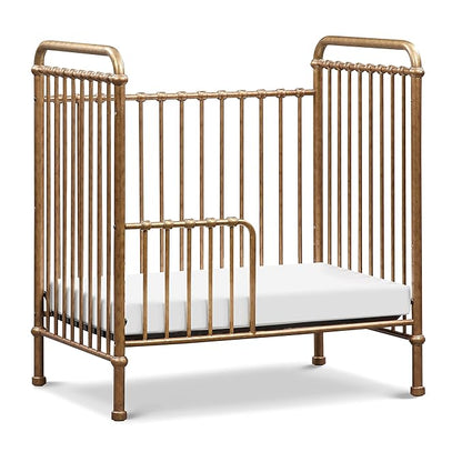 NAMESAKE Abigail 3-in-1 Convertible Mini Metal Crib in Vintage Gold, Greenguard Gold Certified